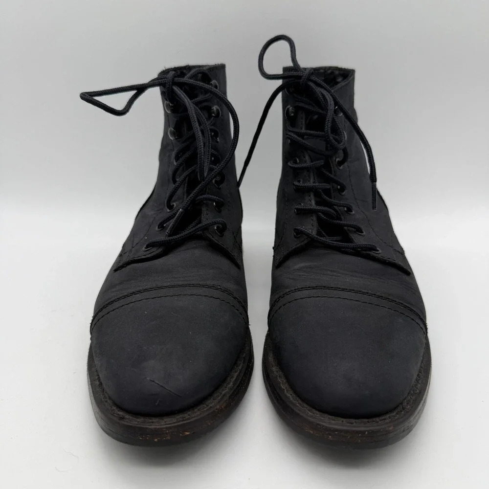 Thursday Boot Co Captain Boot Mens 8.5 Black Matte Leather Lace Up Cap Toe